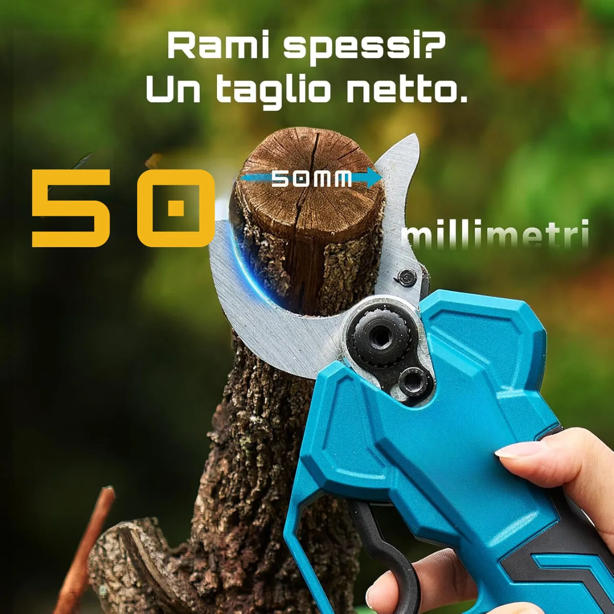 Motore silenzioso, batteria a lunga durata e lama in acciaio giapponese